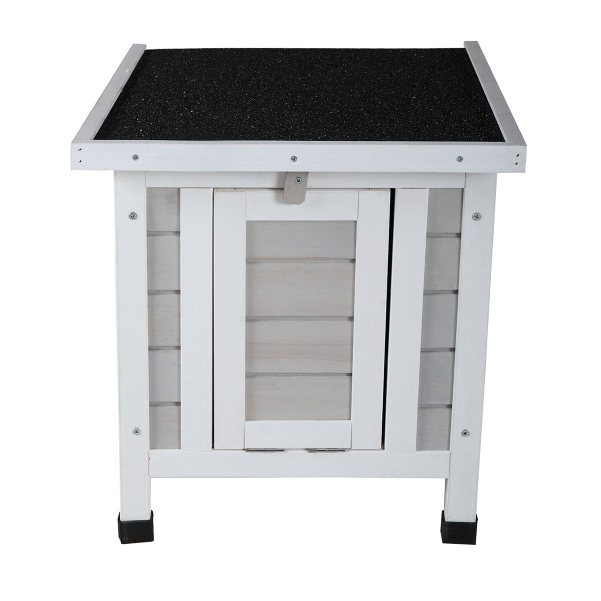 Senbabe Wooden Small Rabbit Houses, Bunny Cage with Openable Roof, Pet Shelter for Guinea Pig Hamster, Gray