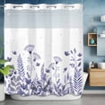thumbnail image 6 of Spring Purple Flower No Hooks Shower Curtain with Snap-in Liner Country Watercolor Floral Leaf Garden Shower Curtains for Bathroom, Waterproof, Easy Install, Washable 72"x78", 6 of 9