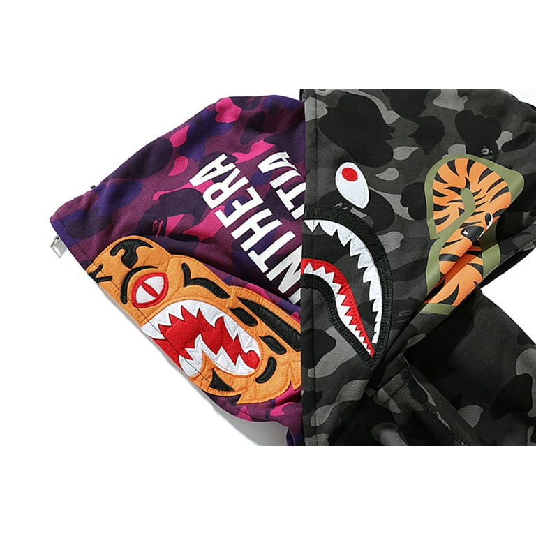 BAPE Shark Cotton Hoodie Street Fashion Camouflage Double Hooded  Jacket,Aape Pink