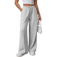 thumbnail image 7 of Women’s High Waisted Sweatpants Wide Leg Lounge Pants with Drawstring Elastic Waist Casual Workout Jogger Trousers with Pockets, 7 of 7