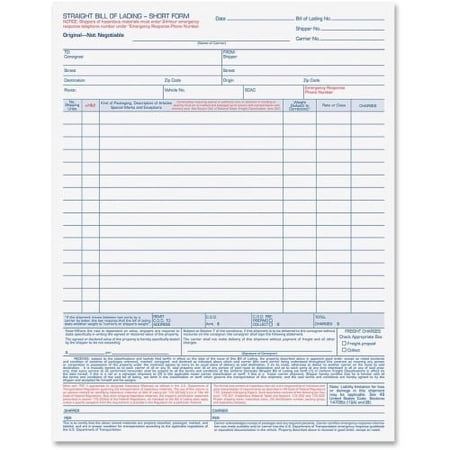 TOPS Bill-of-Lading Snap off 4-part Form Sets 4 PartCarbonless Copy - 11 7/16" x 8 1/2" Sheet Size - White Sheet(s) - Light Blue, Blue, Red Print Color - 50 / Pack