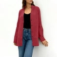 thumbnail image 3 of ClodeEU Women's V Neck Roll Up Sleeve Button Down Shirt, Casual Loose Blouse Red,Women's Plus M, 3 of 6