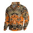 thumbnail image 2 of Men's Camo Print Stand Collar Sweatshirt, Spring Fall Outdoor Casual Button Front Pullover for Hiking, Sports,Orange,3XL, 2 of 4