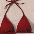 thumbnail image 6 of Cethrio Women's 3 Piece Swimsuits Sun Print Halter Triangle Tie Side Bikini Bathing Suit with Cover Up Beach Skirt,Red,Size 6,Trajes de baño, 6 of 7