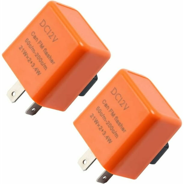  2 Pieces 12V 2 Pin Orange Flasher Relay Adjustable Indicator Relay