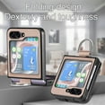 thumbnail image 5 of Cases for Samsung Galaxy Z Flip 7 Case with Ring, Hard PC + Luxury PU Leather Shockproof Protective Phone Cover Compatible with Samsung Galaxy Z Flip 7, Khaki, 5 of 9