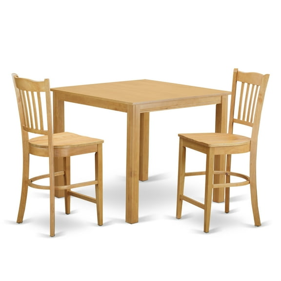 East West Furniture Cafe 3-piece Wood Counter Height Dining Room Set in Oak