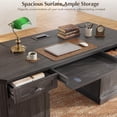 thumbnail image 4 of 59" Classic Executive Desk with Storage,  Executive Desk with Charging Station, Keyboard Tray, 3 Drawers & 2 Cabinet Storage & 2 Pedestals, Easy Assembly, Black, 4 of 9