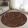 thumbnail image 2 of Brown Plants Round Rug 3ft Area Rug Washable Soft Non-Slip 3' Circle Low Pile Rugs Farmhouse Rustic Farm Leaves Branches Carpet for Bedroom Living Room Entryway Home Office Dining Room, 2 of 9