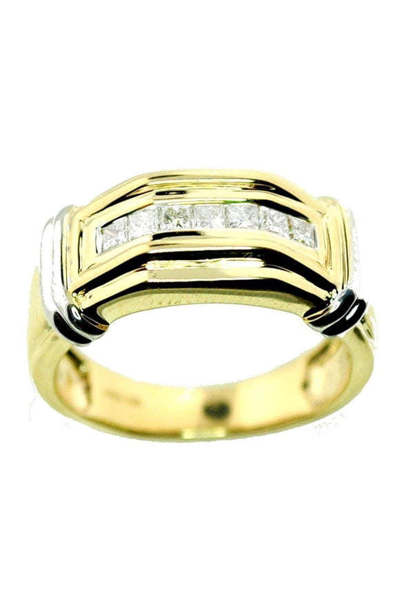 14k Gold Wedding Ring 1/2ctw Diamond Princess Cut Extra Wide 9mm Wide Two Tone (i2/i3, I/j)