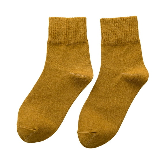HUANLEDASH 1 Pair Women Socks Mid-tube Japanese Style Solid Color High Elasticity Anti-slip Thickened Soft Warm Sweat-absorption Anti-shrink Sports Socks