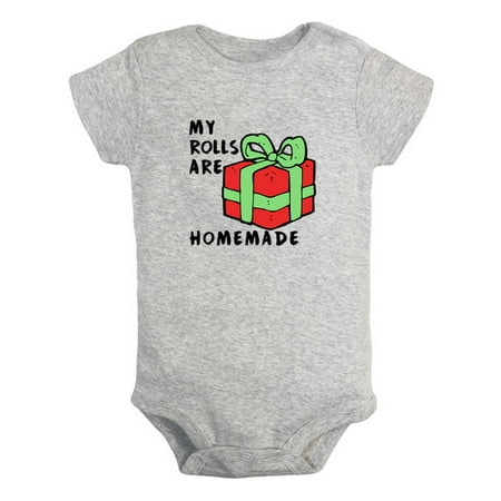 

iDzn My Rolls Are Homemade Novelty Rompers For Babies Newborn Baby Unisex Bodysuits Infant Jumpsuits Toddler 0-12 Months Kids One-Piece Oufits (Gray 12-18 Months)