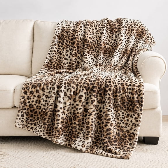 Animal Print Fleece Throw Blanket, Soft 280 GSM Polyester, Animal Lover Decor