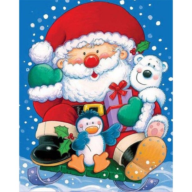 Cuadros Decorativos (DB2346) 5D DIY Diamante Cuadrado Pintura de Diamante Santa para Navidad Decoración del Hogar (LD393) 30x40cm Ehuebsd embutido en tela