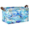 thumbnail image 3 of Blue Glass Pattern 16.9x11.4x10in Foldable Open Home Storage Bins Durable Water Resistant Shelf Baskets, 3 of 8