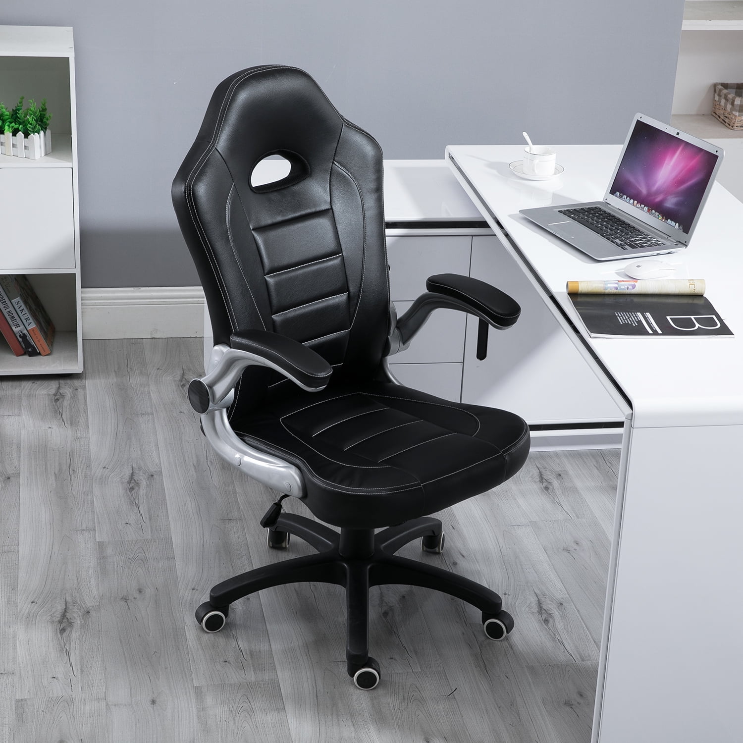 Samincom Ergonomic High Back Large Size Gaming Chair Office Desk Swivel Pu W54 X D53 H112 122cm Black