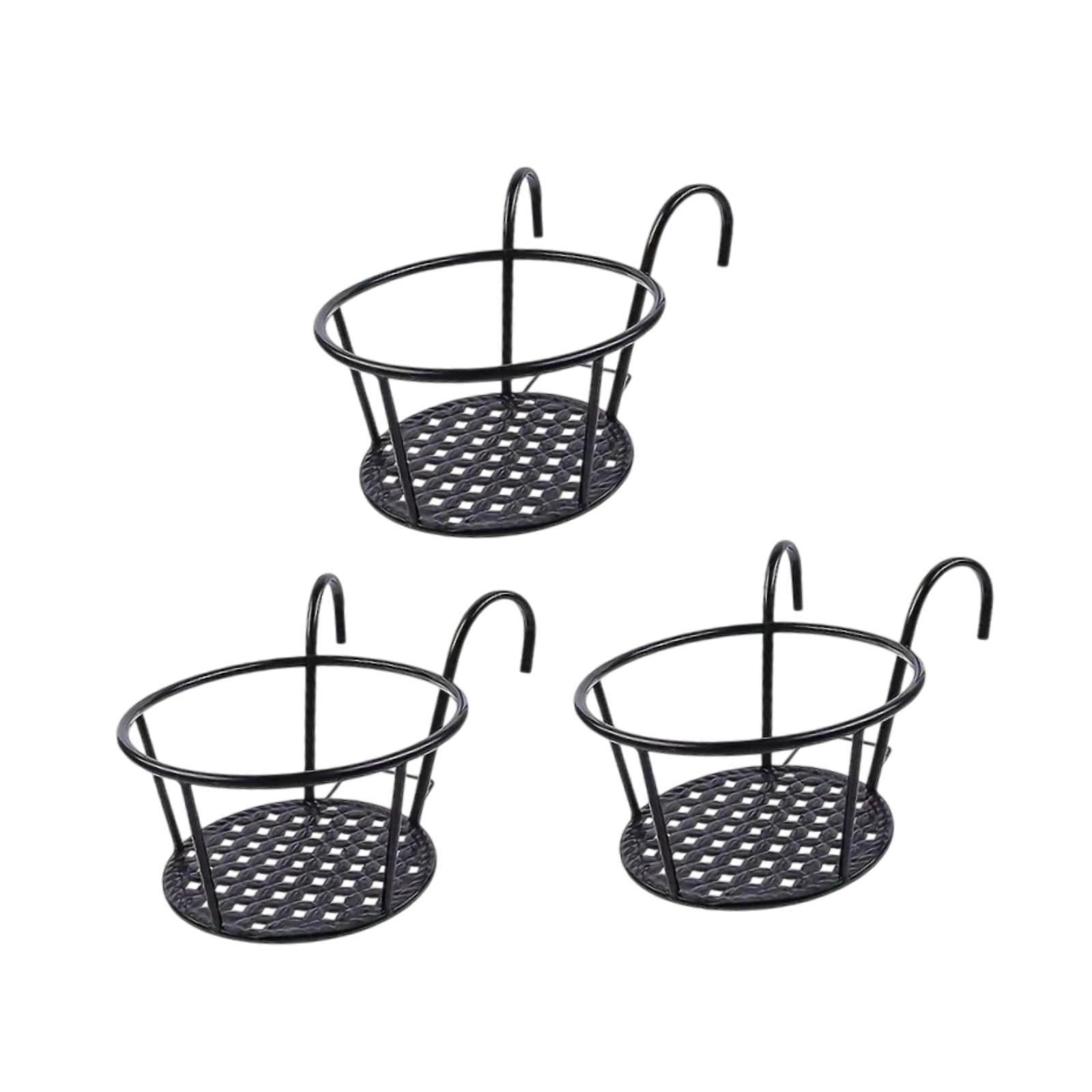 simhoa 3x Hanging Planter Basket Above The Rail Flower Pot Holder Around Hanging Railing Planters for Window Courtyard Outdoors in The Interior Outdoors Black