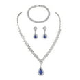 thumbnail image 2 of tasrioml 3 Pcs/Set Women Jewelry Set Rhinestone Necklace Bracelet Earrings Prom Wedding Party Bride Water Drop Dangle Earrings Formal Occasions Neck Jewelryy, 2 of 8