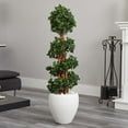 thumbnail image 5 of HomeStock 4Ft. English Old World Opulence Topiary Artificial Tree In White Oval Planter, Uv Resistant (Indoor/Outdoor), 5 of 5
