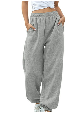 Women's Cinch Bottom Sweatpants Pockets High Waist Sporty Gym Athletic Fit  Jogger Pants Lounge Trousers Gray XL