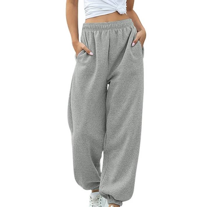 Women's Closed Bottom Sweatpants with Pockets High Waist Workout Jogger ...