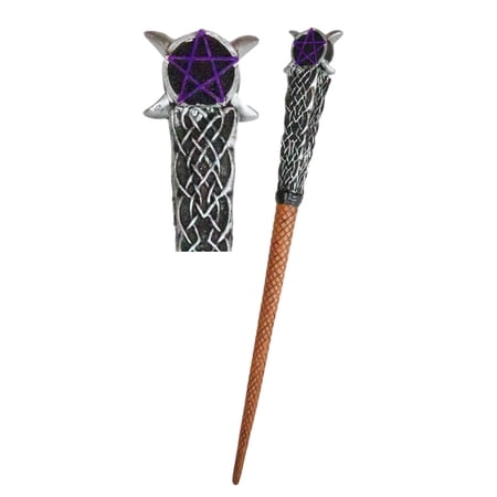 Ebros Wicca Sacred Moon Triple Moon Pentagram Magic Wand Cosplay Prop 14"L