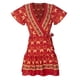 thumbnail image 4 of Vestido largo de manga corta con cuello en V profundo y abertura lateral de verano bohemio para mujer con cinturón Fridja nalpqowj28613, 4 of 9
