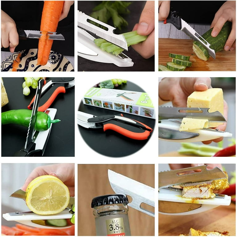 6 in 1 Kitchen Cutter Food Scissors Vegetable Slicer Multipurpose Fruits  Chopper Knife with Cutting Board Gadgets Tools