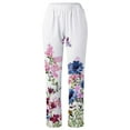 thumbnail image 4 of Azrian Women's Summer Casual Loose Cotton Linen Pocket Pants Women's Summer Printed Cotton Pocket Straight Sleeve Casual Elastic Waist Loose Length Pants, 4 of 5