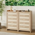 thumbnail image 7 of Roromall Rattan Dresser with 5 Drawers, Wooden Chest of Drawers for Bedroom, 46" Tall Dresser with Large Metal Handles, Clothes Storage Cabinet for Living Room, Hallway, Closet, 7 of 7