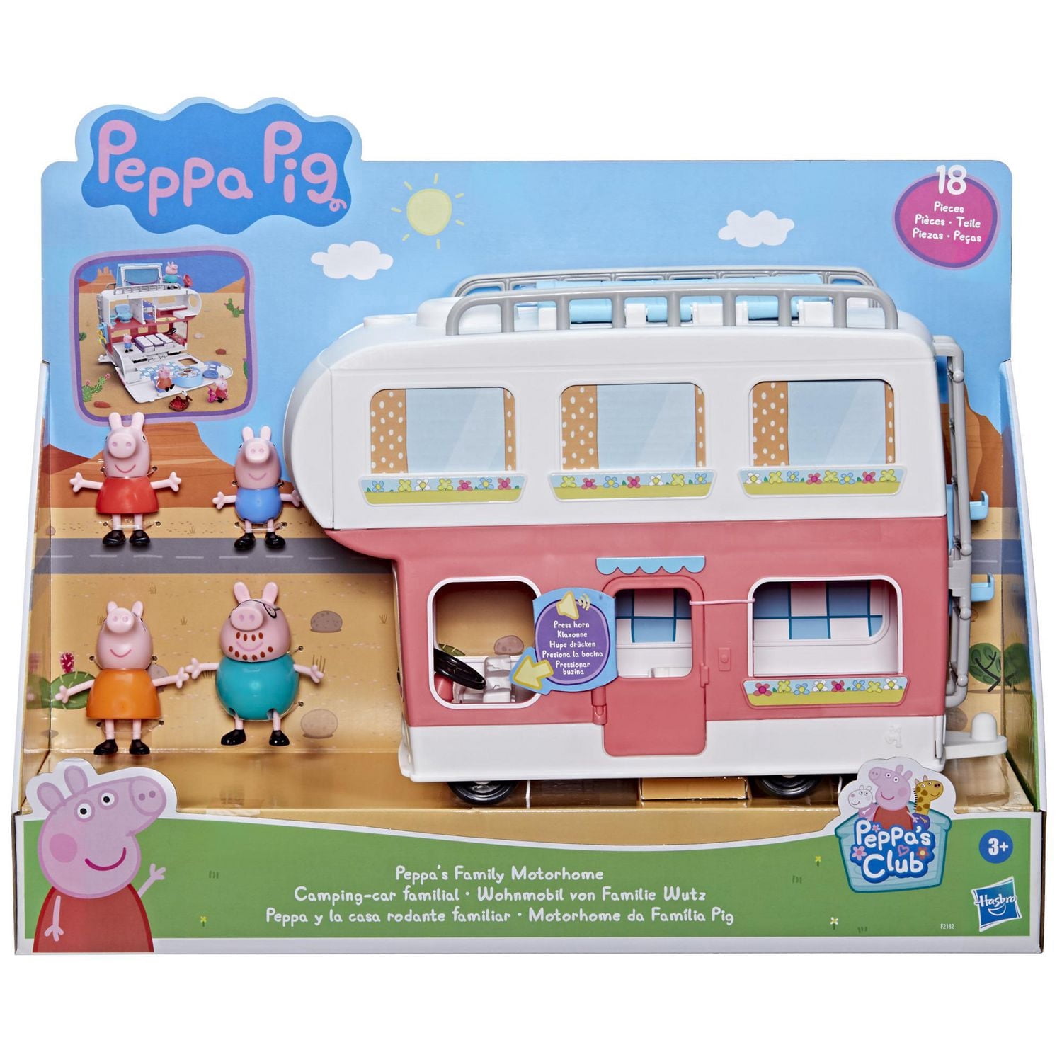 Peppa Pig Toys Peppa's Family Motorhome Playset, Preschool Toys for Ages 3+ with Sound Effects