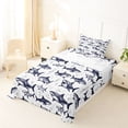 thumbnail image 5 of jejeloiu Ocean Sketch Shark Twin Sheets,Bubbly Ocean Background Bedding For Boys,Blue White,3pcs,1 Fitted Sheet and 1 Pillowcase, 5 of 6