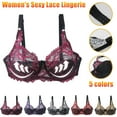 thumbnail image 5 of Push Up Bras for Women Floral Lace Padded Underwire Bralettes Curve-Enhancing Womens Underwear V Neck Seamless Sleeping Bra with Adjustable Straps Push-Up Cups & Removable Pads, 5 of 6