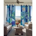 thumbnail image 4 of Blue Turtle Coastal Blackout Curtains, Light Blocking Print Window Curtains, Nautical Beach Summer Sea Retro Thermal Insulated Window Drapes for Living Room Kitchen Cafe 2 Panels, 104"W x 84"L, 4 of 9