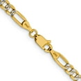 thumbnail image 3 of 14K Yellow Gold Figaro Chain Necklace 18 inch 3.9 mm Semi-Solid with Rhodium Pav‚ Lobster Clasp, 3 of 4