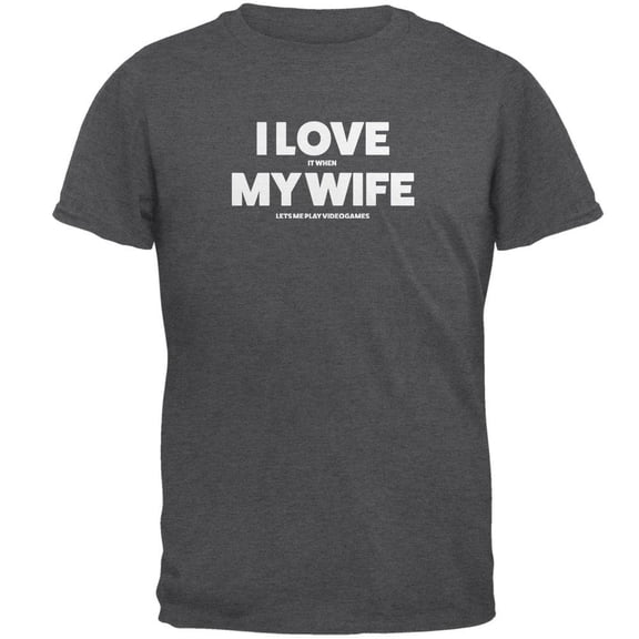 Valentines I Love My Wife Video Games Dark Heather Adult T-Shirt - Medium