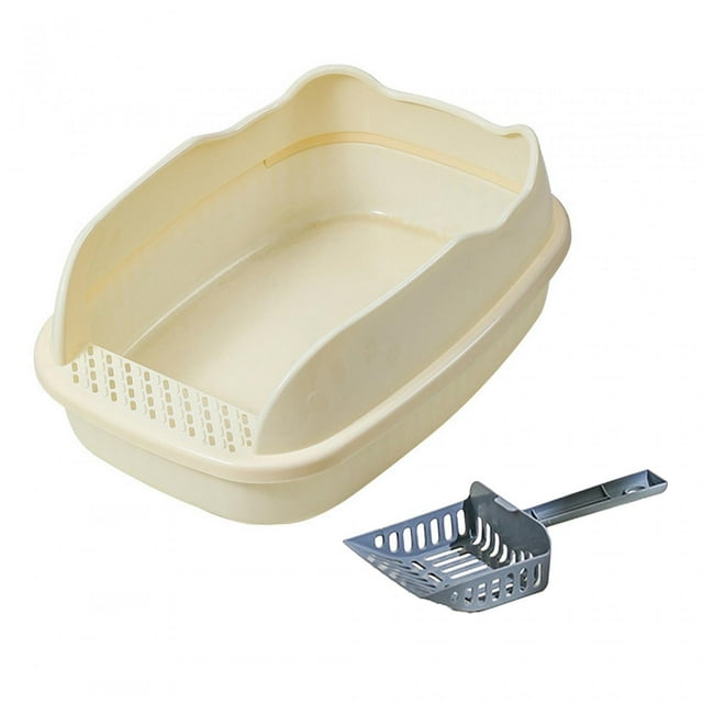 Milaget Large Cat Litter Box Cats Sand Basin Privacy Kitty Litter Pan Pets Accessories white