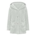 thumbnail image 4 of Lovskoo Women's Fuzzy Fleece Casual Hooded Sweatshirt Cardigan Button Up Solid Color Plush Long Sleeve Sweatshirt Jacket Gray, 4 of 8