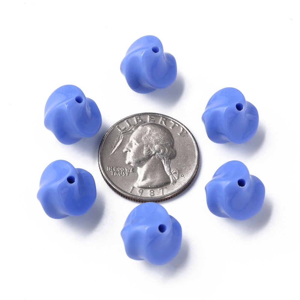 Opaque Acrylic Beads Twist Cornflower Blue 14.5x14x14mm Hole: 1.6mm about 390pcs/500g