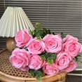 thumbnail image 3 of Morttic Artificial Silk Rose Flower Bouquet Lifelike Fake Rose for Wedding Home Party Decoration Event Gift 10pcs (Pink), 3 of 7