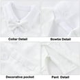 thumbnail image 5 of Hresadio Baby Boy Baptism Outfit Infant White Long Sleeve Romper Christening Clothes & Bowtie, Sizes 0-18 Months, 5 of 9