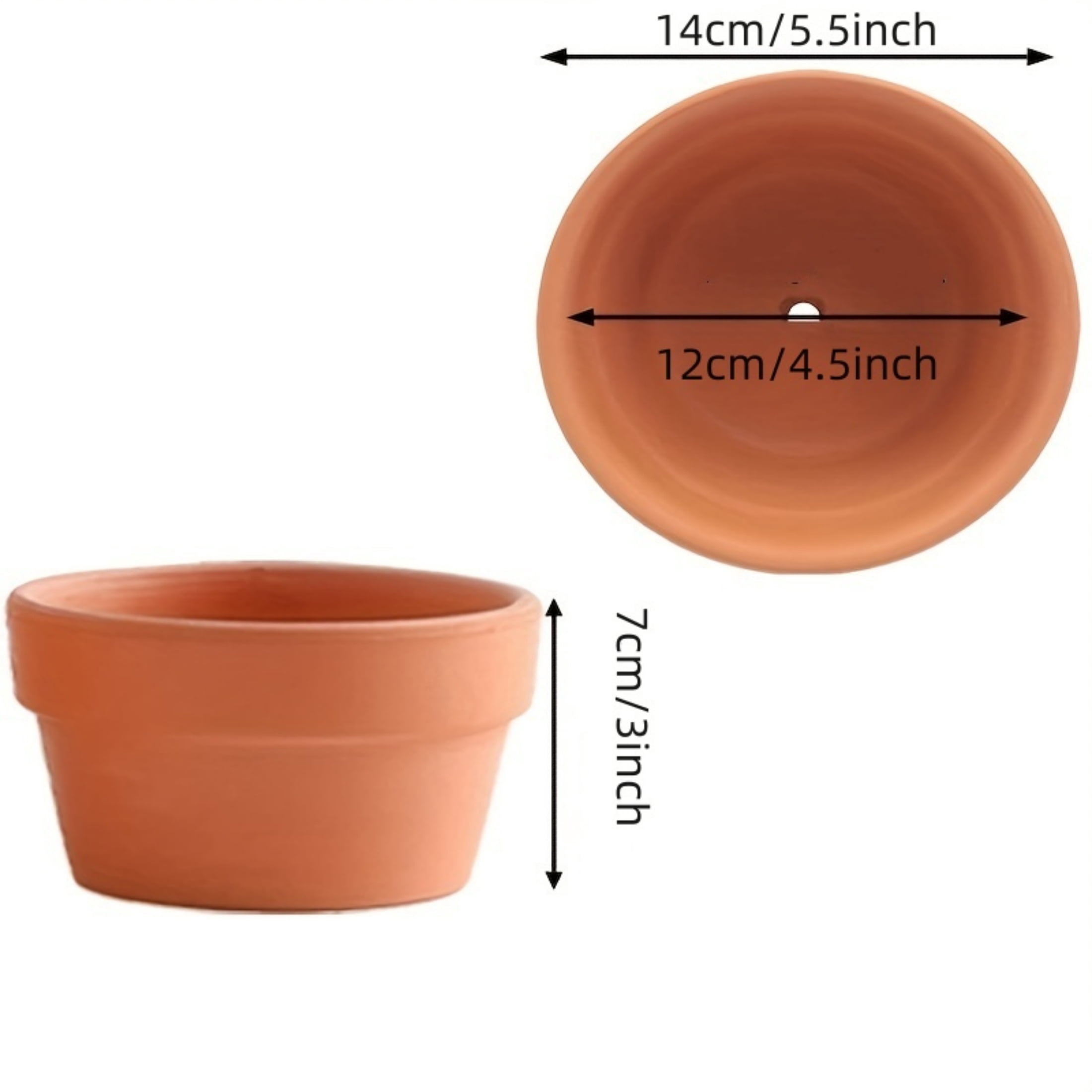 4 PCS Terracotta Buld Pots 5.5"x2.8" Flower Pots Clay Pottery Planter with Drainage Hole Cactus Succulent Plant Nursery Pots- Great for Plants,Crafts