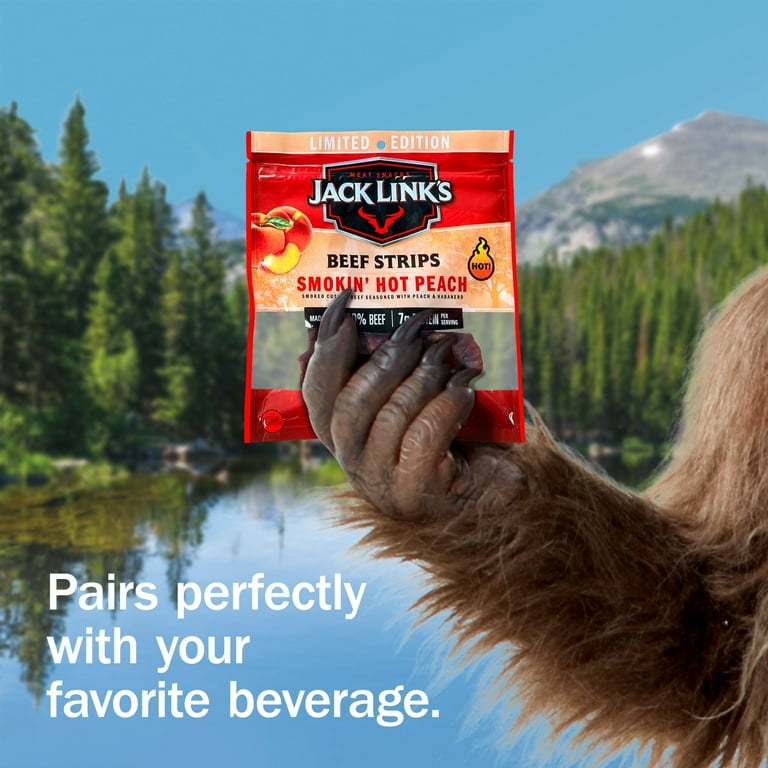 Jack Link's Smokin' Hot Peach Steak Strips, 100% Beef, 7g of Protein per  Serving, 2.85 oz Bag