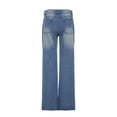 thumbnail image 5 of MIXUE Jeans For Women Solid Color Low Rise Basic Pants Are Slim Slim The Zipper Design Are Washed Outside Trousers Daily-Wear,Blue,S, 5 of 9