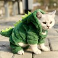 thumbnail image 1 of Mascota gato ropa de invierno divertido dinosaurio cachorro perro gato cálido felpa polar abrigo sudaderas con capucha suéter gatito M TUNC Sencillez, 1 of 5