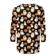 thumbnail image 4 of HOMBOM Halloween Funny T Shirts for Women Crewneck Lightweight Funny Basic Ghost Print 3/4 Sleeve Tees for Ladies Fall Tops,5XL, 4 of 5