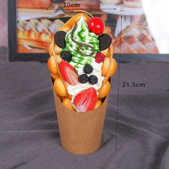 1pcs Simulation Faux Egg Hongkong Model Display Sample Dessert Fake Pu Maker Bubble Waffle Food Chocolate Oreo Ice Cream Decor