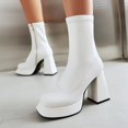 thumbnail image 2 of Zapatos Botines mujer Otoño e invierno Flor de colores Botas de tobillo con para mujer Bota de tobillo sólida de tamaño Tacones y gruesos Vestido de fiesta cómodo Botines Zapatos (White 7.5), 2 of 7