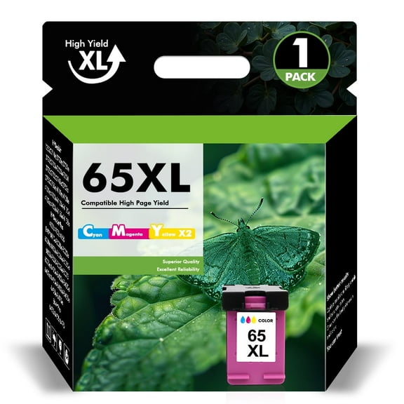 65XL Ink Cartridges Compatible for HP 65 65XL Color Ink for Envy 5055 5052 5058 Deskjet 3755 2655 2652 3722 2622 2624 2620 (1 Pack Tri-color)