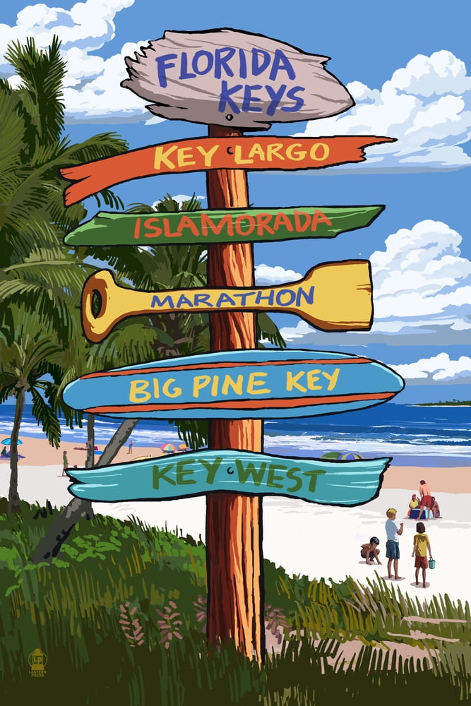 Florida Keys, Destinations Sign (12x18 Wall Art Poster, Room Decor